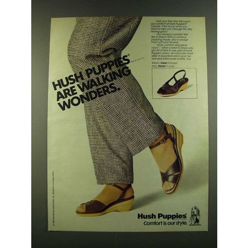 1983 Hush Puppies Shoes Ad - Crest and Dover Sandals