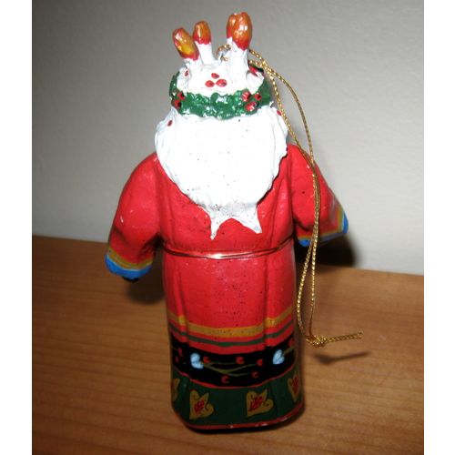 House of Hatten Ornament - Santa with Candle Wreath on Head
