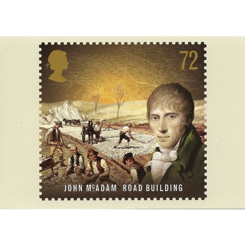 ROYAL MAIL STAMP POSTCARD<>PIONEERS of the INDUSTRIAL REVOLUTION<>JOHN McADAM