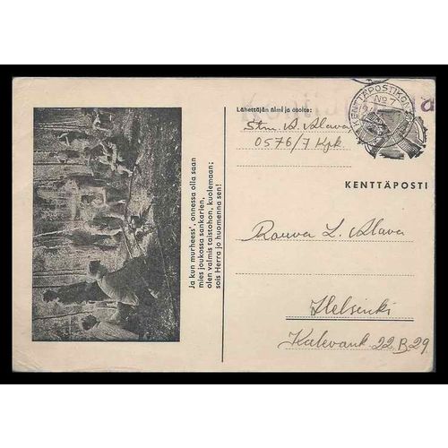 Finland 1942 Postal Card Military Illustrated 1st Company Training Center #057G