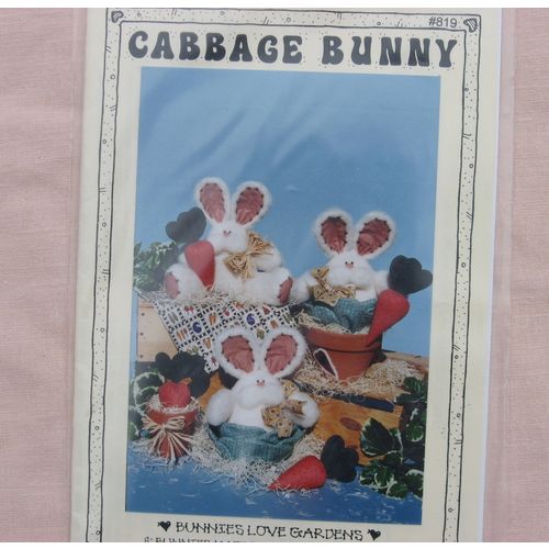 2 Patterns Bunnies Cat Bear Felt 8 inch Cabbage Bunny Country Bunch