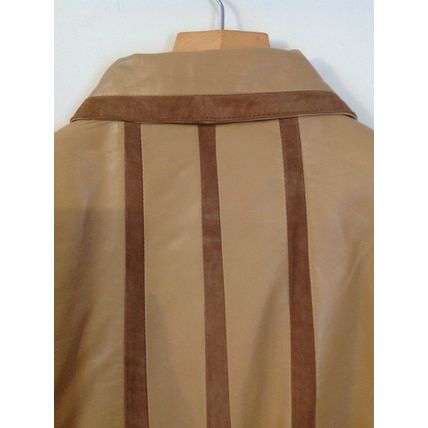 CARAMEL LUXURY LEATHER & SUEDE ALINE COAT by EDUARDO UK 18 £599 BNWT