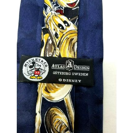 Vtg Disney Novelty Necktie Polo Player Mickey Mouse Dark Blue Silk 4" x 62" (J9)
