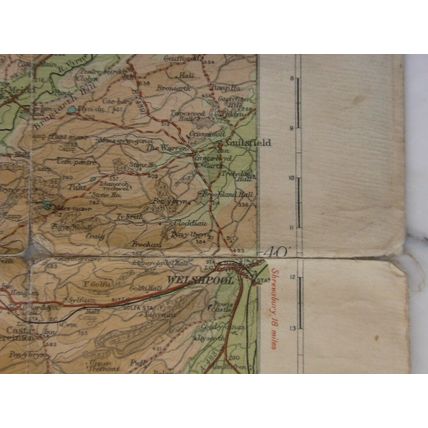 Vintage Batholomew's Central Wales Map c1920 Aberystwyth Half Inch Sheet 16 mid
