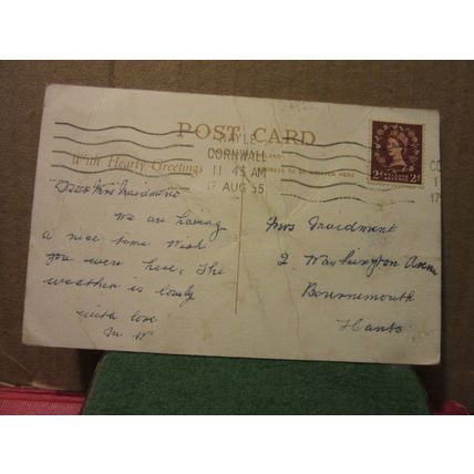 INNER HARBOUR, NEWLYN, CORNWALL used postcard 1955 pm =