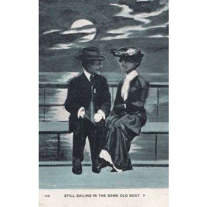 Sailing In The Same Old Boat Romantic Antique Postcard