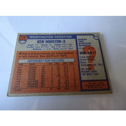 1976 Topps Football Card # 170 Ken Houston Good (2) Washington Redskins
