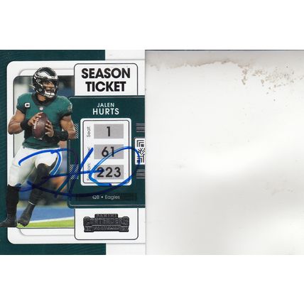 JALEN HURTS 2021 AUTOGRAPHED PHILADELPHIA EAGLES SUPER BOWL MVP QUARTERBACK CARD