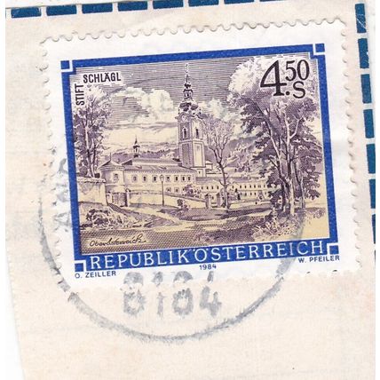 Anger cancel Austria 1985 on Stift Schlagl 4.5s VGC