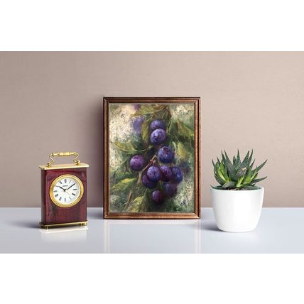 Still Life Berries Painting Plums Art