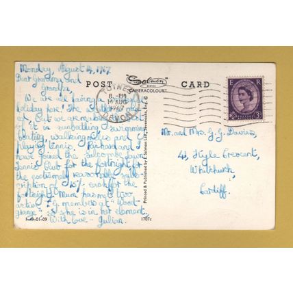 Sunny Cove, Salcombe - Postally Used - Totnes 14th August 1967 Devon Postmark