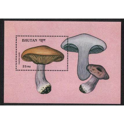 Bhutan Blue leg 'Lepista nuda' Fungi Mushrooms MS 1989 MNH SG#MS797