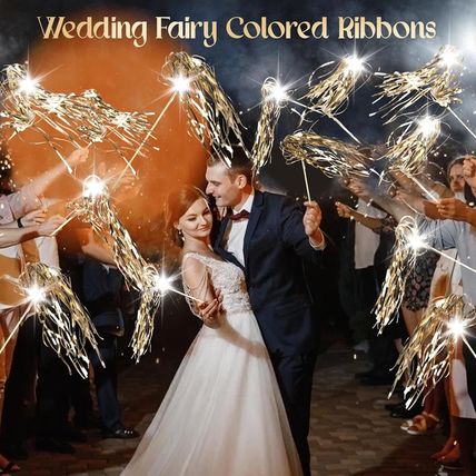 100 Pcs Wedding Wands Light up with LED Tinsel Wedding Streamers for Wedding Sen