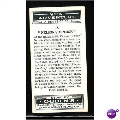 Ogden's Cigarette Card 1939 Sea Adventure No 18 Nelsons Bridge Fine Mint