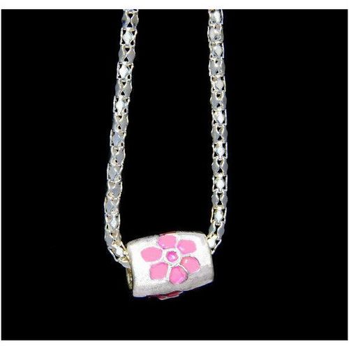 Fine Pink Flower Silver Plated Charm Pendant Necklace Chain Jewellery 1634