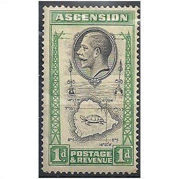 Ascension Island 1934 SG22 1d Black & Emerald Mounted Mint...