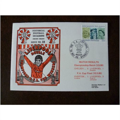 1986 Liverpool Double Dawn Football Cover 33 Dalglish Champions FA Cup Winners