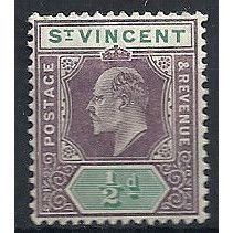 St Vincent 1904 SG85 1/2d Dull Purple & Green Mounted Mint .. .