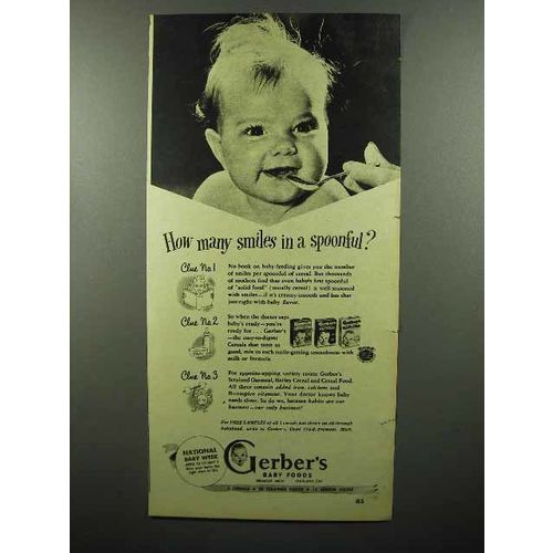 1948 Gerber's Baby Food Ad - Smiles in a Spoonful