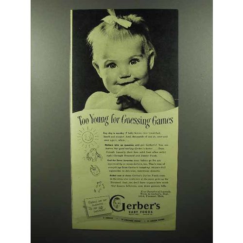 1948 Gerber's Baby Food Ad - Young for Guessing Games