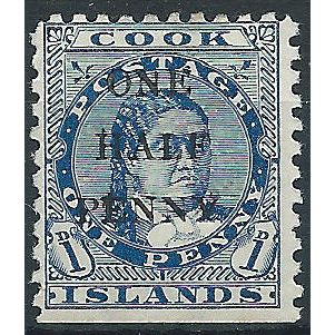 Cook Islands 1899 SG21 1/2d on 1d Blue Mounted Mint..