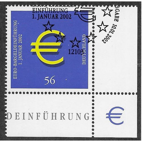 GER 2002 56c 'NEW CURRENCY' (CORNER MARGIN) FINE USED (EBID 53-928)