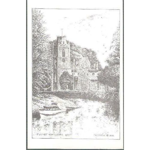 Hemingford Grey, Cambridgeshire - St. James Church - art postcard c.1970s