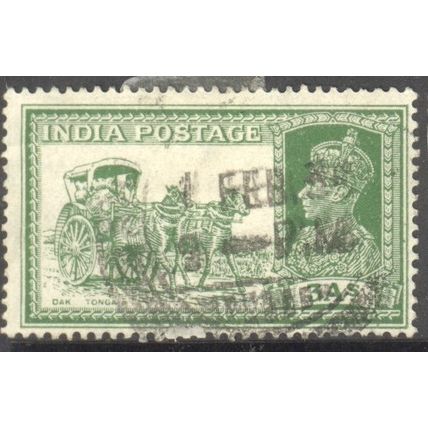 India 1937 - SG 253 - KGV1 3a green Dak Tonga - used 4