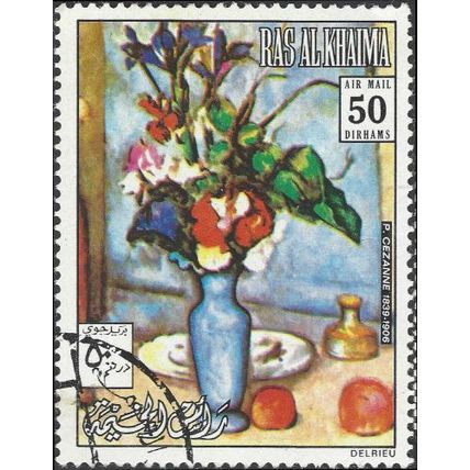 RAS AL KHAIMA, FINE ART, Vase of flowers, by Cezanne, blue 1968, 50dir