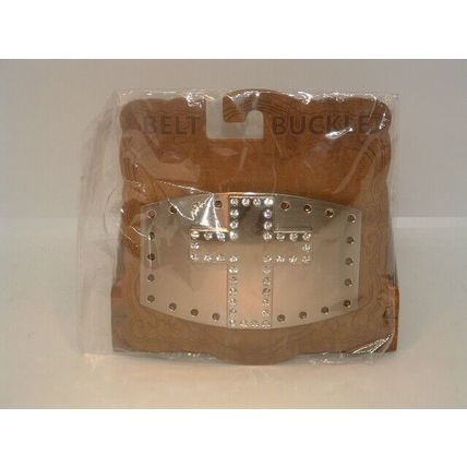 New Men’s Silver Rhinestone Cross Belt Buckle