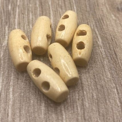 16mmx7mm Tiny Natural Wood Toggle Buttons for Dolls Clothes Baby Duffle Cardigan