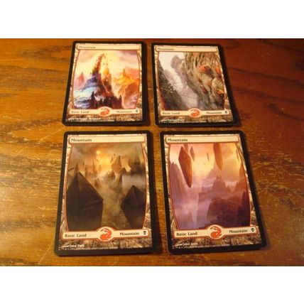 Magic The Gathering, MTG, 4-Cards, 1993-2009, ex/nm, MOUNTAIN, Full Art