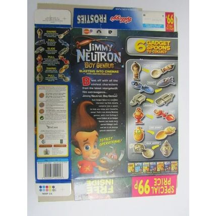 Kelloggs Frosties 2002 Jimmy Neutron Empty Cereal Box 375g