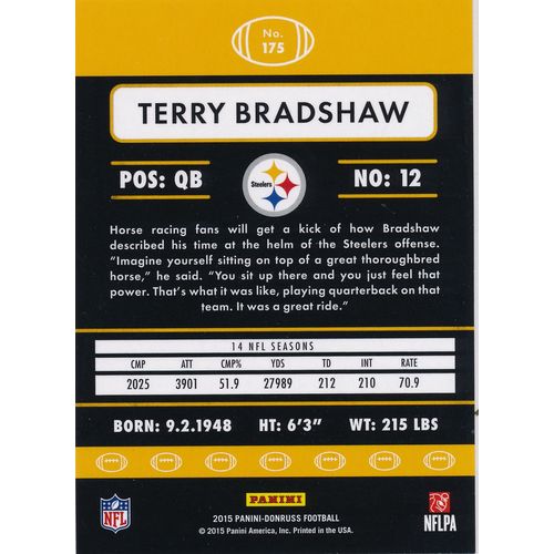 2015 Donruss Football 175 Terry Bradshaw Pittsburgh Steelers
