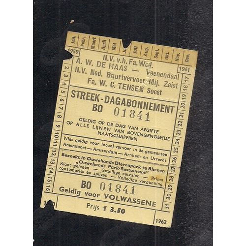 dutch vintage 1960 bus/train ticket possibly rotterdam #