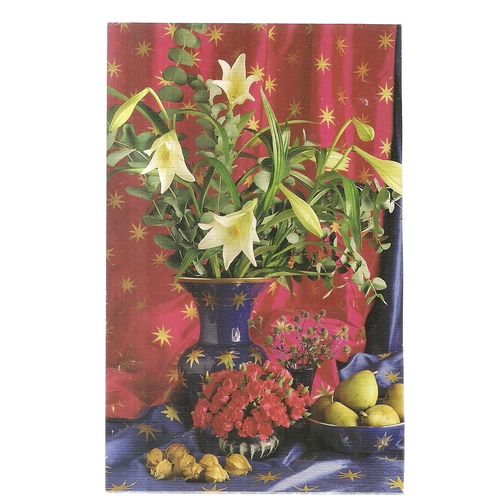 FLORAL, LILLIES, etc used vintage postcard #