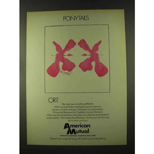 1973 American Mutual Insurance Ad - Ponytails Or?