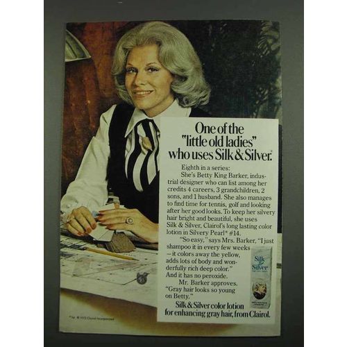1974 Clairol Silk & Silver Color Ad, Betty King Barker