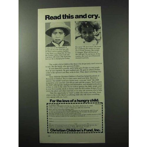 1977 Christian Children's Fund, Inc. Ad - Read And Cry
