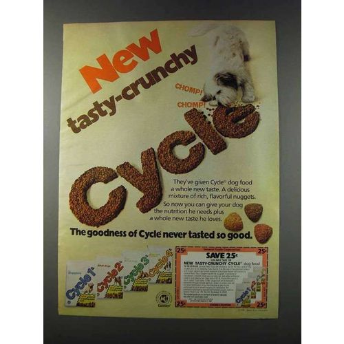 1981 Gaines Cycle Dog Food Ad - Tasty-Crunchy