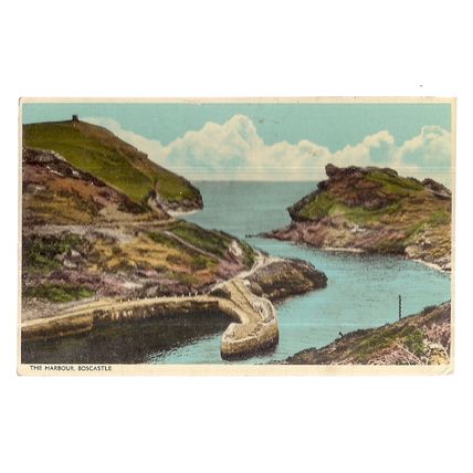 BOSCASTLE HARBOUR, CORNWALL .unused vintage postcard by Harvey Barton =
