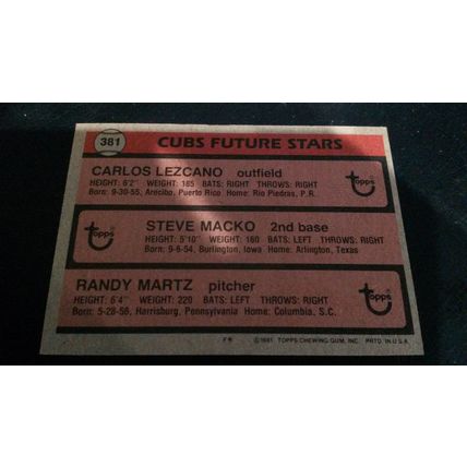 1981 Topps Card # 381 Chicago Cubs Future Stars Excellent (5)