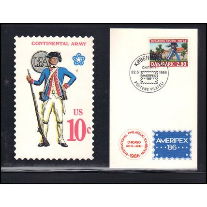 Postcard Event Cancel Denmark AMERIPEX '86 Box0345