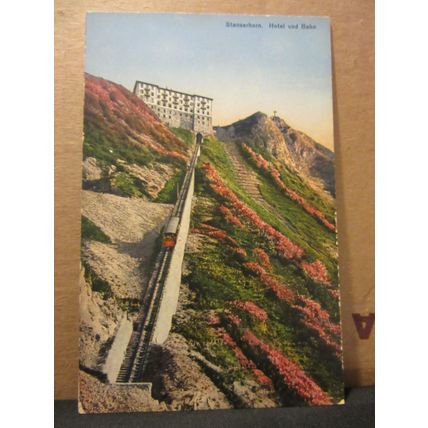 HOTEL UND BAHN, STANSERHORN, SWITZERLAND. unused vintage postcard =