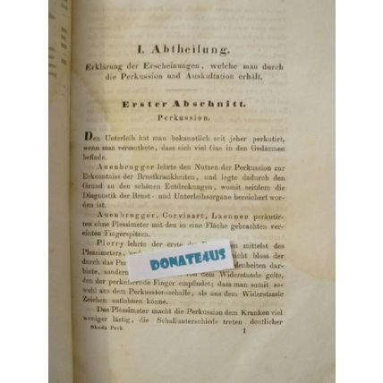 1850 ABHANDLUNG UBER PERKUSSION UND AUSKULTATION by DR JOSEF SKODA German HC