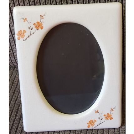 Ceramic Flower Picture Frames Holds 7" X 5" Photo White/Orange