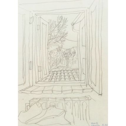 Professor Trevor Dannatt Fenetre Painting Pencil Drawing Postcard