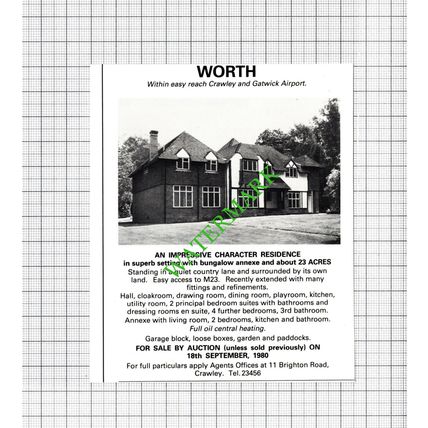 Worth Sussex House Sale Advert - 1980 Cutting