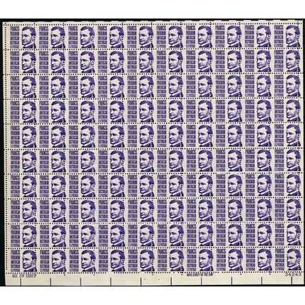 1281, MNH 3¢ RARE Misperfed Sheet of 100 Stamps Freaky Error - Stuart Katz