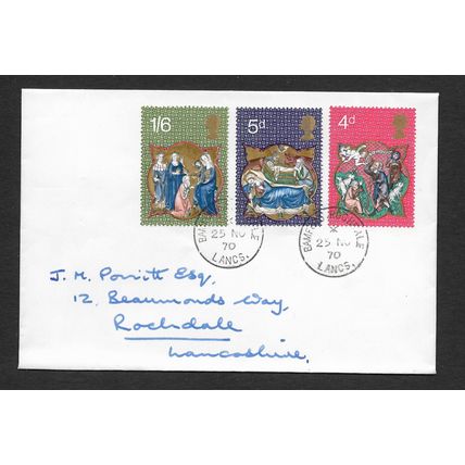 GREAT BRITAIN 1970 25th NOV CHRISTMAS SG 838 / 840 3V PLAIN FIRST DAY COVER#4